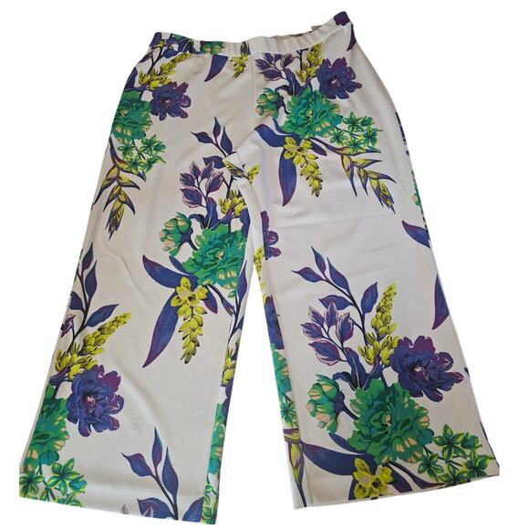 Dennis Basso Luxe Crepe Wide Leg Palazzo Floral Pants Women's Size XLP 3530 - Picture 1 of 9